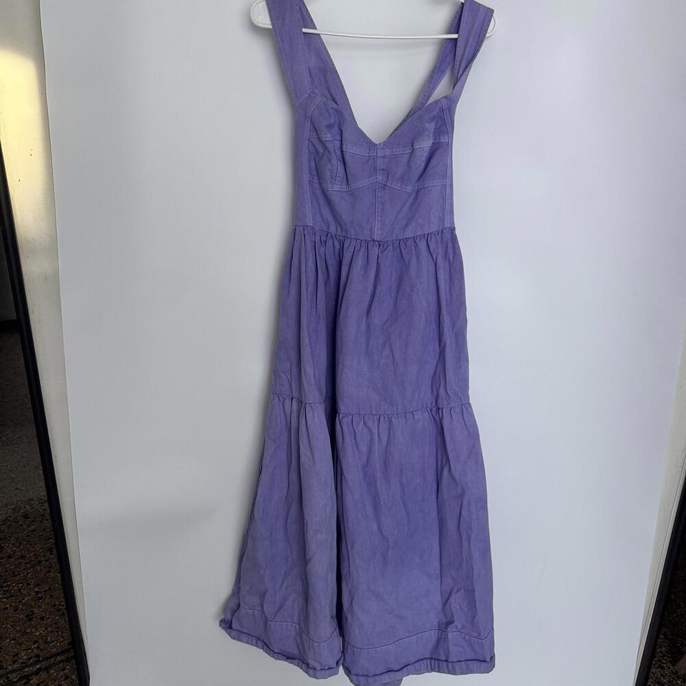 Lavender Purple Jean Denim Maxi Dress Sz M